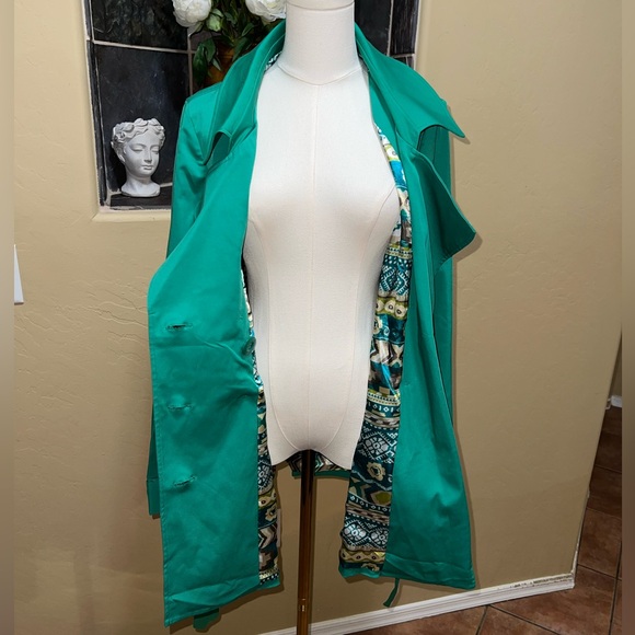 VERTIGO Green Double Breasted Trench Coat Size XL - Picture 4 of 11